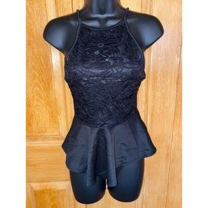 Black peplum top.